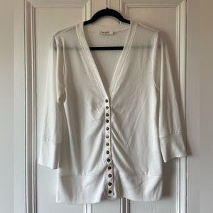 🌟 3 FOR $10 🌟  Zenana white fine knit 3/4 sleeve cardigan with snap closure